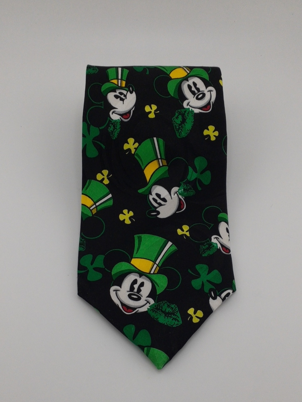 Vintage Disney Novelty Tie Mickey Mouse St Patrick's Day 100% Silk